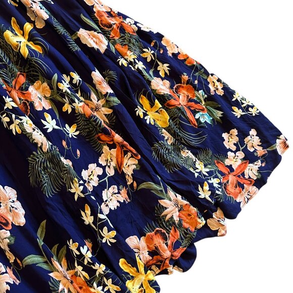 Meghan LA Lilypad Iris Navy Bell Sleeve Open Slit Maxi Dress Size Small Women's - Picture 8 of 16